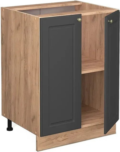Vicco Küchenunterschrank Fame-Line in Anthrazit-Gold und Eiche mit Soft-Close-Türen, Breite: 60 cm, Höhe: 82 cm, Tiefe: 60 cm - Bild 1