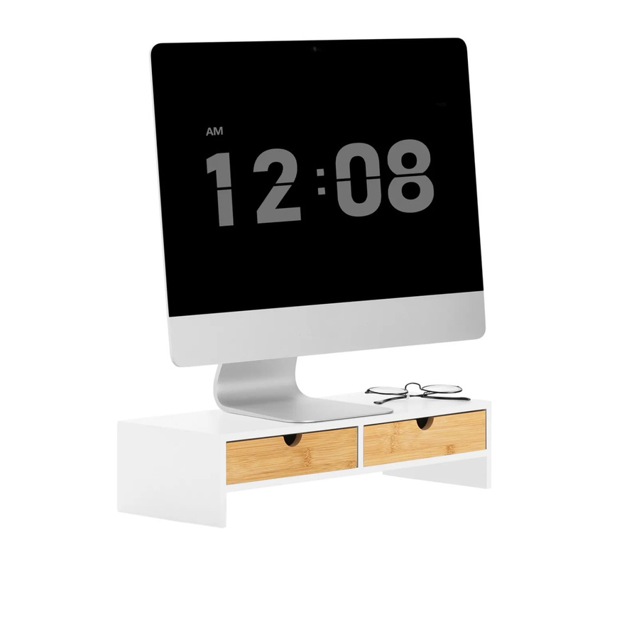 SoBuy Monitorständer BBF02-WN mit 2 Schubladen in Weiß, B/T/H: 47 x 11 x 18 cm - Bild 2