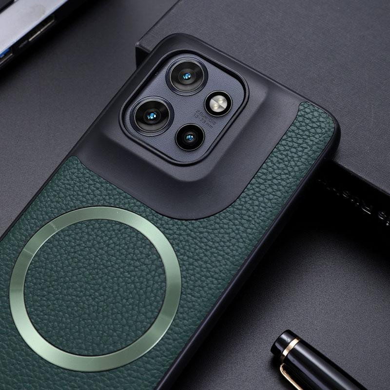 ELVEV Magnetische PU-Leder Schutzhülle mit Litschi-Muster für Motorola Moto Edge 50 Neo und Edge 50, Blau, Ultra Dünne Anti-Rutsch Abdeckung - Bild 1