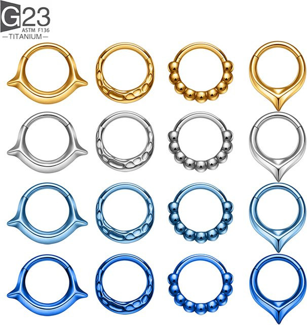 UHERA Piercingring Titan, Silber, Klappbarer Septum-Ohrknorpel-Piercing Clicker - Bild 1