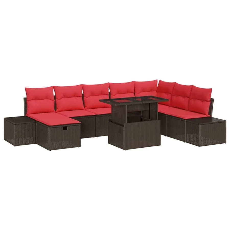vidaXL Garten-Sofa-Set aus Polyrattan in Braun mit Kissen und integriertem Stauraum für Terrasse und Garten - Bild 2