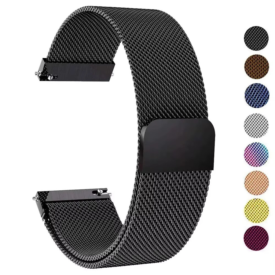 Uhrenarmband Milanaise, Edelstahl, Schwarz, 20–22 mm - Bild 2