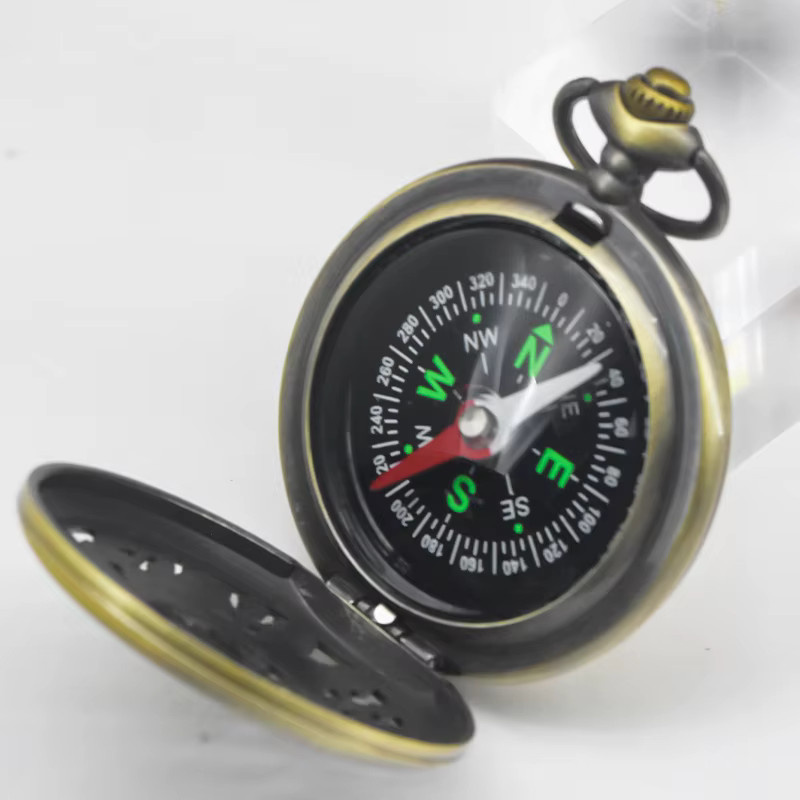 Wecin Taschenuhr, Kompass, Quarz, Messing, Gold, Unisex - Bild 2