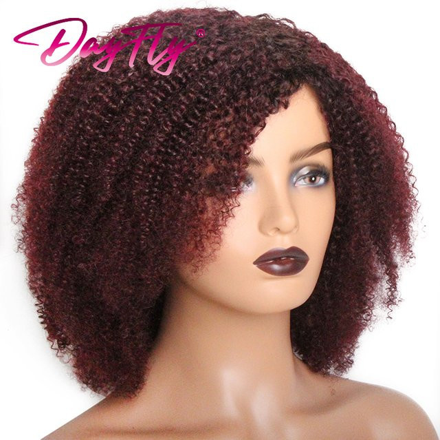 DAYFLY Echthaar-Perücke, kurze lockige Afro-Kinky-Perücke, Damen - Bild 1