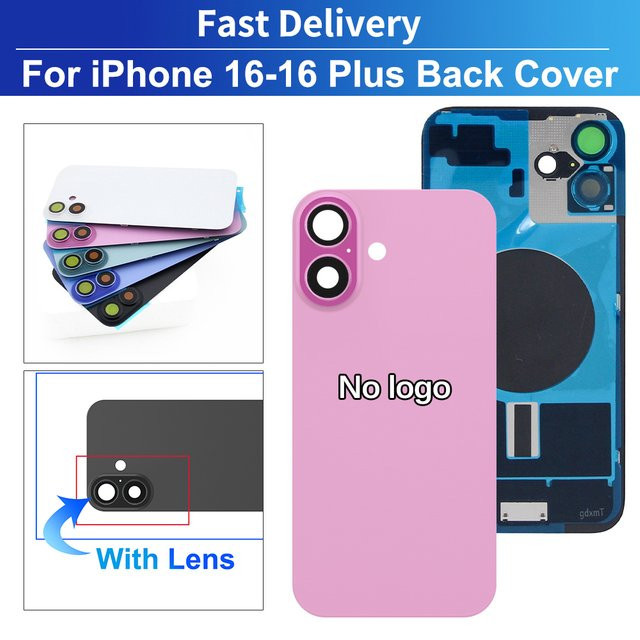 Sinmaytai Ersatz Rückglas mit Kamerarahmen und Klebstoff für iPhone 16/16 Plus in Schwarz - Bild 1