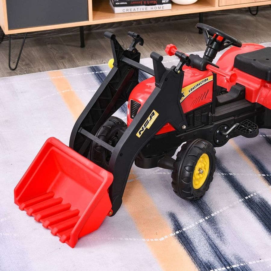 HOMCOM Trettraktor mit Anhänger und Frontlader ab 3 Jahre Rot - Bild 4
