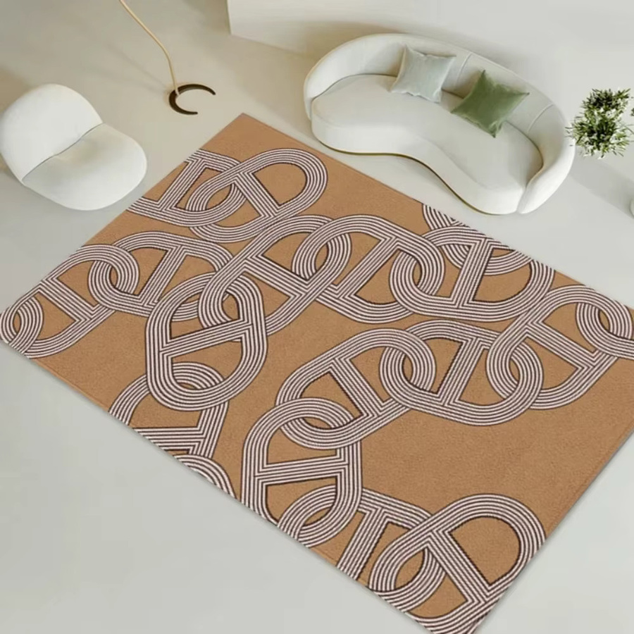 VIKAMA Moderner Teppich mit geometrischem Design in Beige, rutschfest und verschleißfest, B/T: 160 x 120 cm - Bild 1