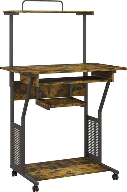 HOMCOM Computertisch mit Stauraum und Rollen in Braun, B/T/H: 80 x 50 x 130 cm - Bild 1