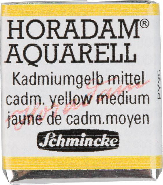 Schmincke HORADAM Aquarellfarbe Kadmiumgelb mittel im 1/2 Näpfchen mit Gummi Arabicum - Bild 1