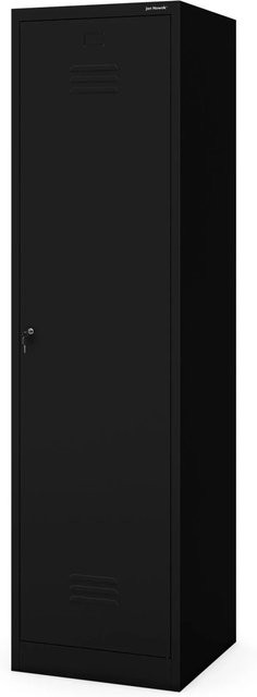JAN NOWAK Besenschrank AGNES Haushaltsschrank aus Stahl mit Regalböden und Kleiderstange, Schwarz, H x B x T: 185 x 50 x 50 cm - Bild 1