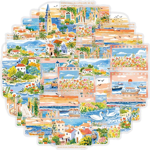 Etori Life Fresh Seaside Travel Sticker Set mit 30 Stück in Multicolour für Tagebuch-Collagen und Dekoration - Bild 1