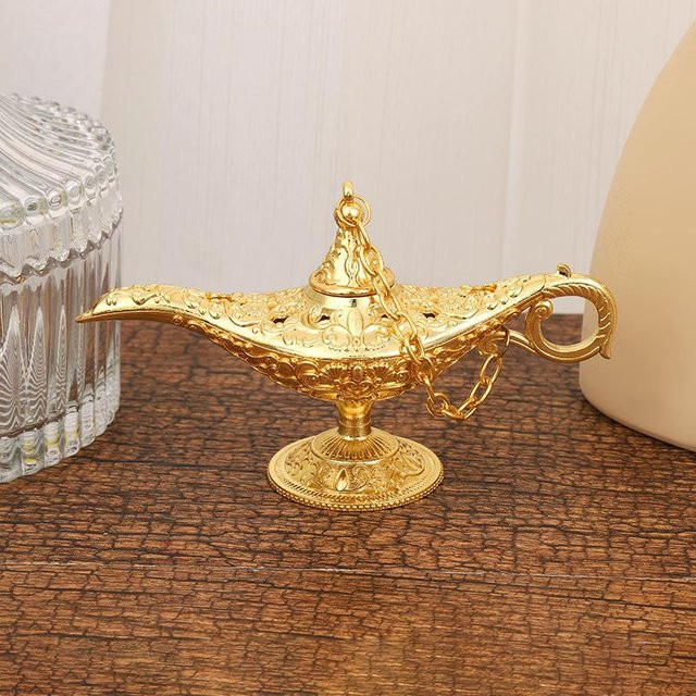 MENGN Top Aladdin Wunderlampe aus Metall in Gold als orientalische Kunstdekoration, B/H/T: 11,5 x 6,8 x 1,0 cm - Bild 1