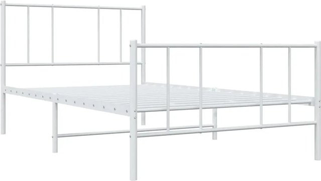 vidaXL Bettgestell aus Metall mit Kopfteil und Fußteil in Weiß B: 75 cm, L: 190 cm - Bild 1
