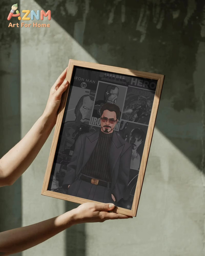 KAYOU Iron Man Wandkunst-Poster Tony Stark Marvel Collage-Druck in Schwarz - Bild 2