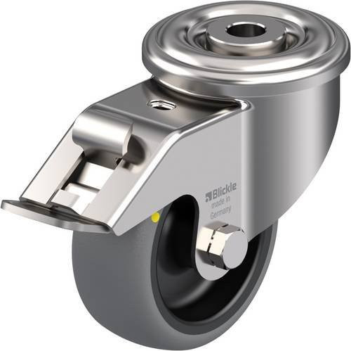 Blickle Lenkrolle LEXR-TPA 80G-FI-ELS mit Feststeller aus Edelstahl in Schwarz-Grau-Silber, Rad-Durchmesser: 80 mm, Tragfähigkeit: 65 kg - Bild 1