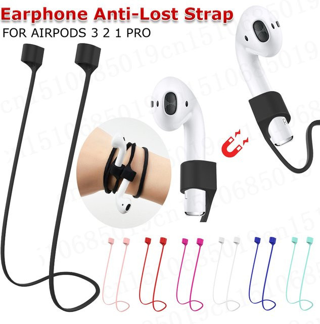 Silikon Kopfhörer Halsband für Apple AirPods 1 2 3 und Pro in Schwarz als Anti-Lost Halterung und Zubehör - Bild 1