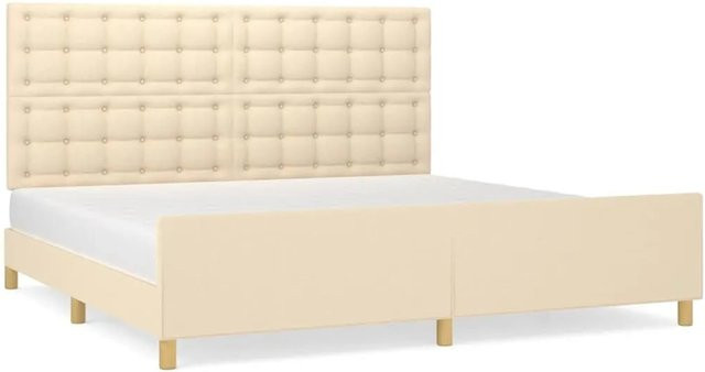 vidaXL Bettgestell mit Kopfteil in Beige aus Stoff und Holz B/T/H: 200 x 200 x 206 cm - Bild 1