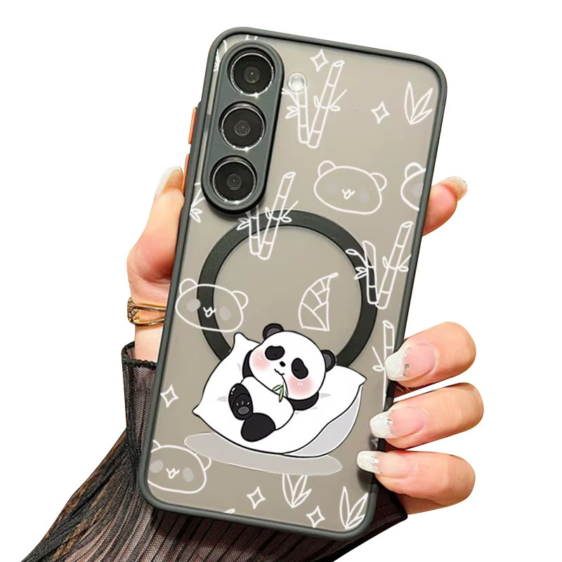 Magnetische Handyhülle mit Panda-Muster für Samsung Galaxy S26 S25 S24 S23 Ultra S25 FE A17 A37 A56 A55 A36 A16 in Schwarz - Bild 4