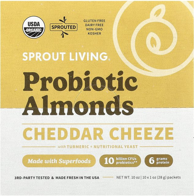 Sprout Living Probiotische Mandeln Cheddar-Käse 10 x 28 g - Bild 1