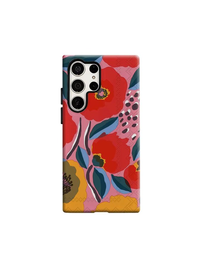 Stoßfeste Samsung Galaxy Handyhülle mit rosa Blumenmuster in Doppelschicht für Galaxy S25 Ultra, S24, S23 Ultra und S23 Plus - Bild 6