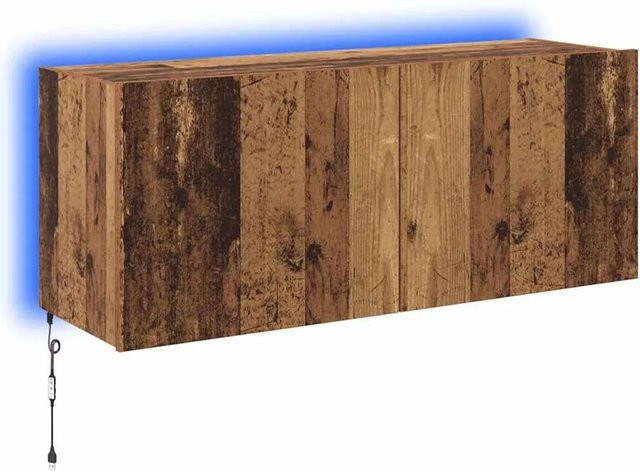 vidaXL TV-Wandschrank aus Altholz in Braun mit integrierter Beleuchtung, B/T/H: 100 x 35 x 41 cm - Bild 1