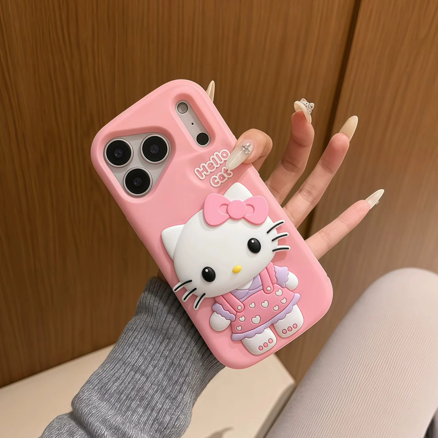 Sanrio Hello Kitty Handyhülle mit 3D Head Grip Tok in Pink für iPhone 11 bis iPhone 17 Pro Max Plus Air - Bild 6