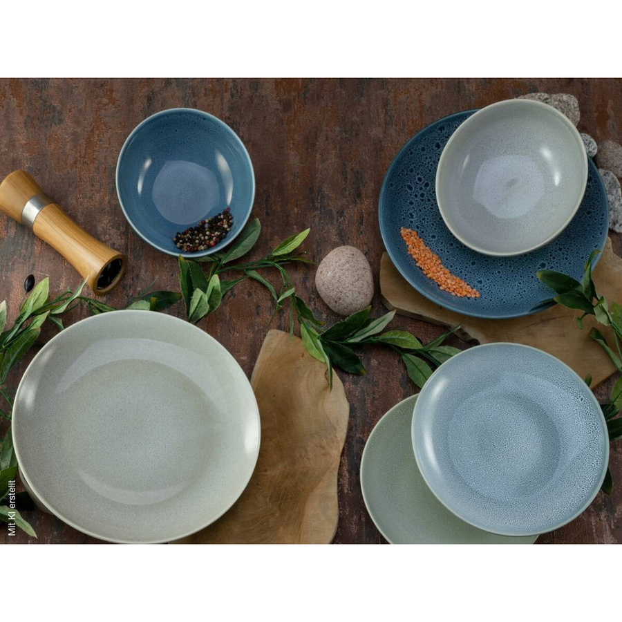 CreaTable Tafelservice Reactive AQUA aus Keramik in Blau, 12-teilig - Bild 2