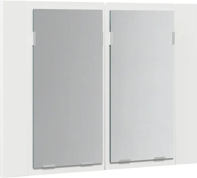 vidaXL LED-Bad-Spiegelschrank Weiß mit integrierter Beleuchtung und Glasfront, B/H/T: 60 x 45 x 12 cm - Bild 1
