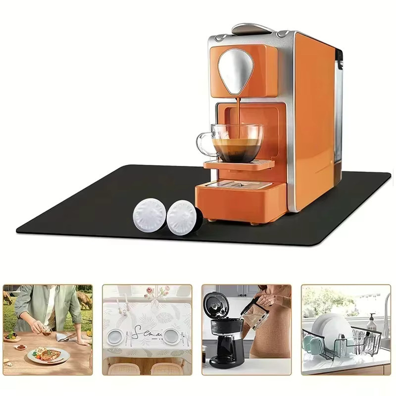 Rutschfestes Silikon-Trockenpad für die Küche als saugfähige Matte zum Schutz deiner Arbeitsplatte und als Kaffeemaschinen-Pad, rechteckig - Bild 4