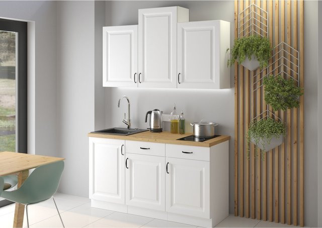 Küchenzeile Stilo in Landhausstil, Weiß matt, Breite: 150 cm - Bild 1