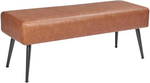 VEVOR Schlafzimmerbank aus PU-Leder in Braun mit Metallbeinen und Nähten, gepolsterte Sitzbank für Wohnzimmer, Esszimmer oder Flur, B/H/T: 110 x 40 x 43 cm - Bild 1