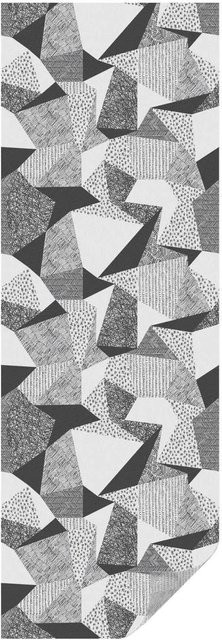 Tulup Buntglasfolie mit geometrischen Figuren als selbstklebender Sichtschutz für Fenster, Schwarz-Weiß, Breite: 50 cm, Höhe: 146 cm - Bild 1