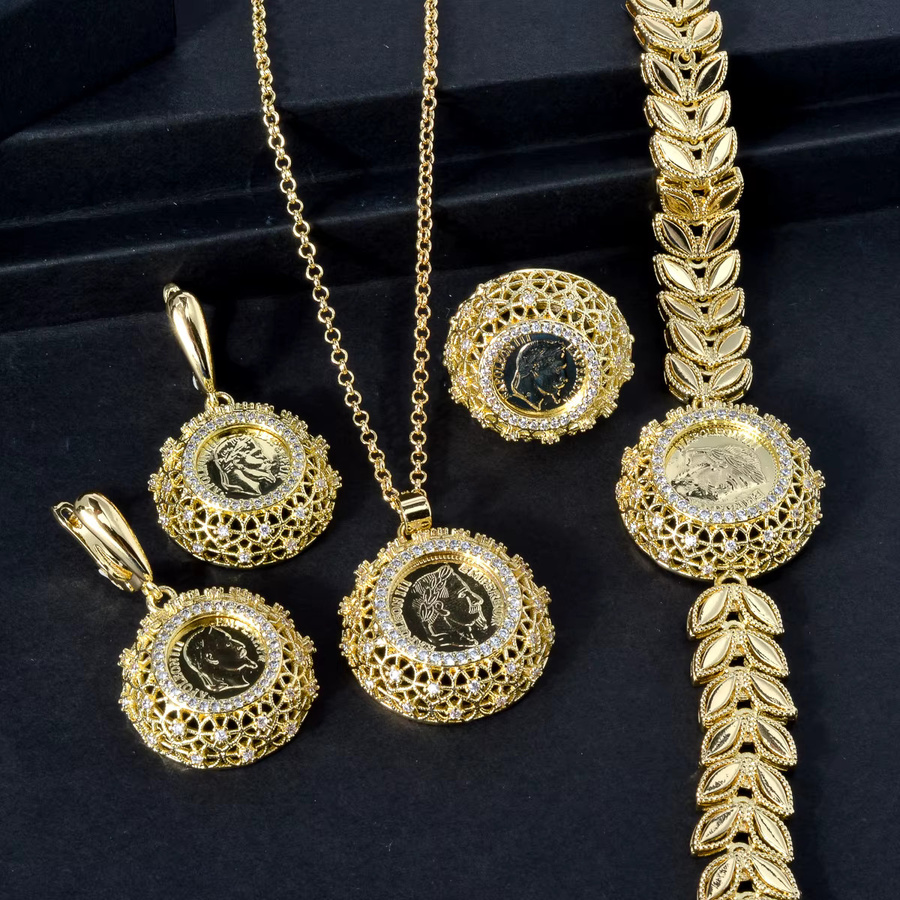 Diana Modeschmuck Schmuckset, Messing, Gold, Kristall, Damen - Bild 3