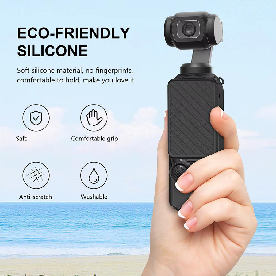 DJI Pocket 4 2-in-1 Schutzset in Schwarz mit Silikon-Schutzhülle und Schutzfolie aus gehärtetem Glas - Bild 2