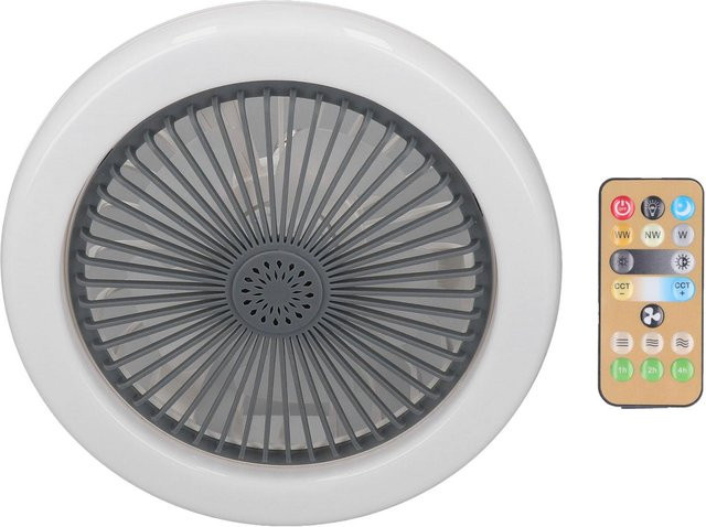 Moderner Deckenventilator in Weiß mit Licht und Fernbedienung, E27 Lampenfassung und einstellbarer Geschwindigkeit - Bild 1