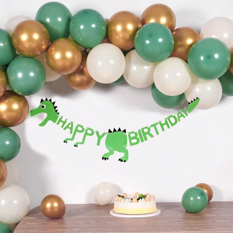 Mehrfarbige Dinosaurier-Geburtstagsgirlande aus Papier für Kinder als hängende Partydekoration im Safari-Design - Bild 1