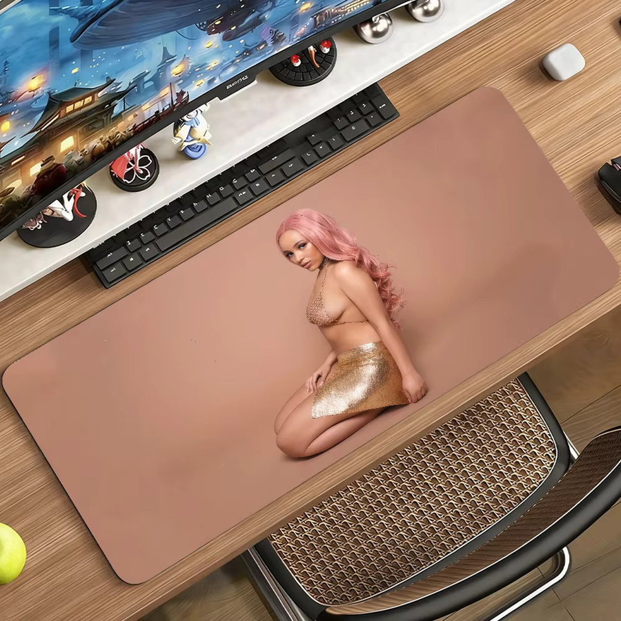 Singer D-Doja Cat Mauspad in Pink, rutschfeste XXL Schreibtischunterlage aus Gummi für Gaming und Büro - Bild 2