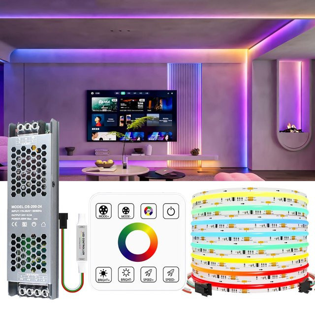 CENFAYA COB RGBIC LED Streifen 24V mit RF Touch Panel Fernbedienung, Multicolour Effekt für Party und Zimmer Dekoration - Bild 1