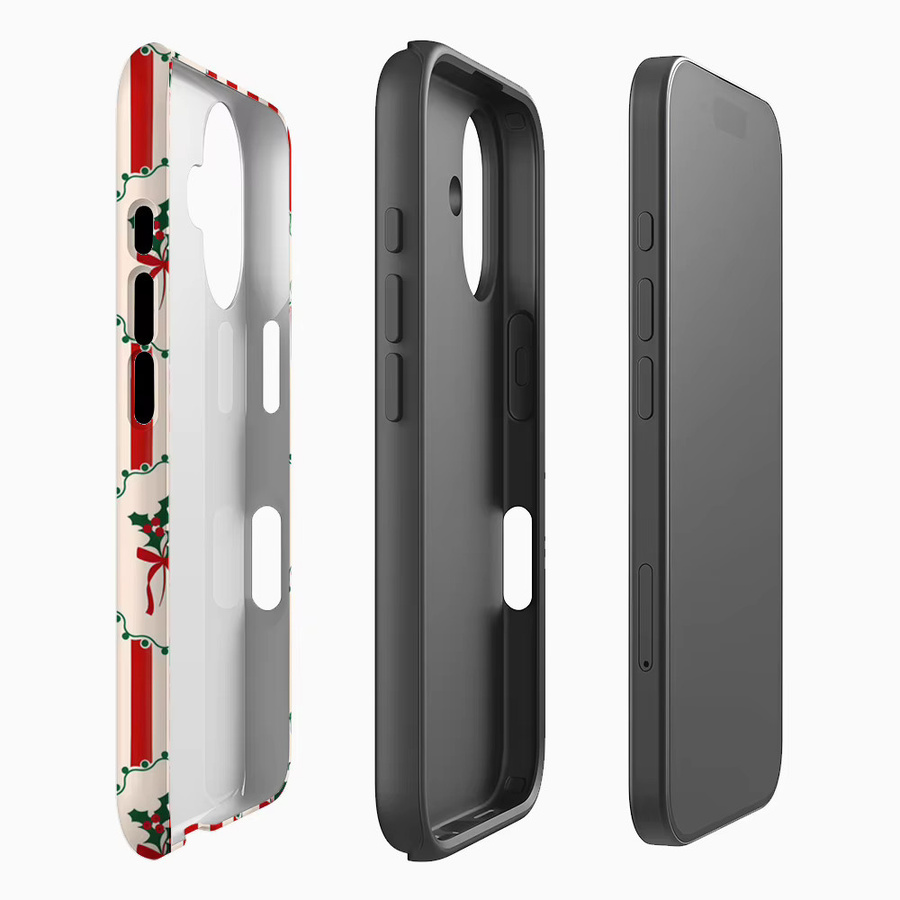 Handyhülle mit Weihnachts-Design Holly Rot Weiß Streifen für Apple iPhone 17 16 15 14 13 Pro Max Plus mit doppelschichtiger Rückseite - Bild 2