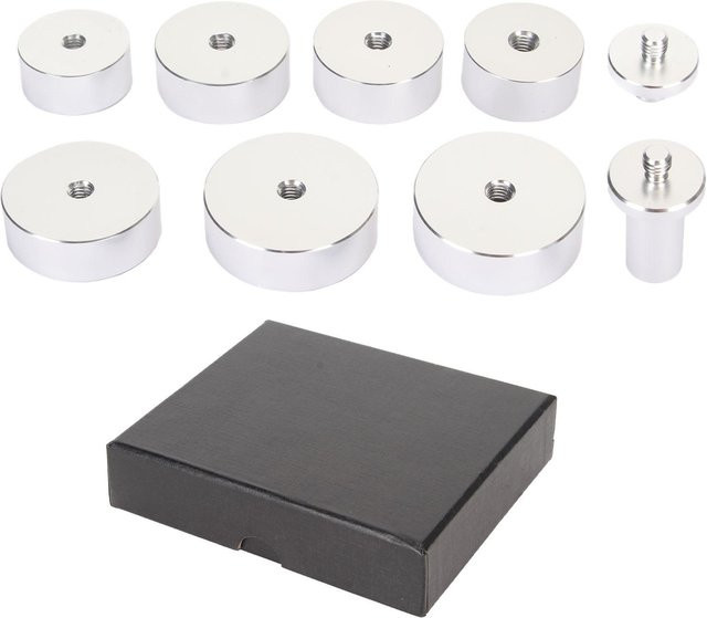 DIYelecs 7-teiliges Lünettengehäuse Pressform-Set aus Aluminiumlegierung für runde Uhrengehäuseboden-Reparaturen in Weiß und Silber - Bild 1