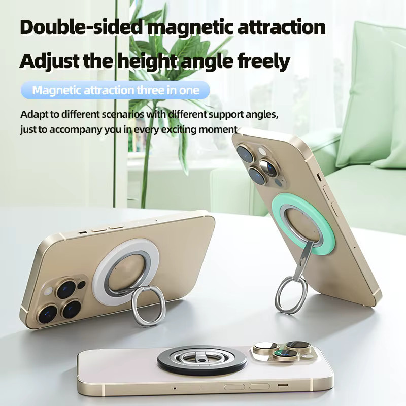 WSSHE Magnetischer Handy-Fingerring-Halter mit 360 Grad Drehung und MagSafe Kickstand in Pink für iPhone 14 15 16 17 Pro - Bild 3