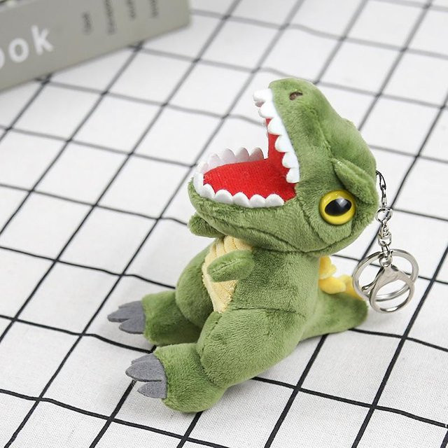 TrendVibeCN Tyrannosaurus Rex Schlüsselanhänger, Plüsch Dinosaurier Figur, hellgrün - Bild 1