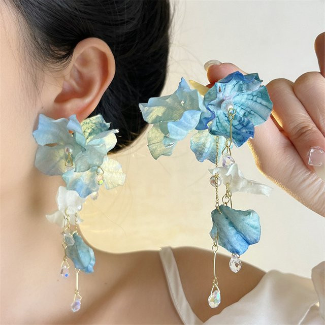 LATS Ohrringe, blaue Blumen, Kristall, Damen, Bunt - Bild 1