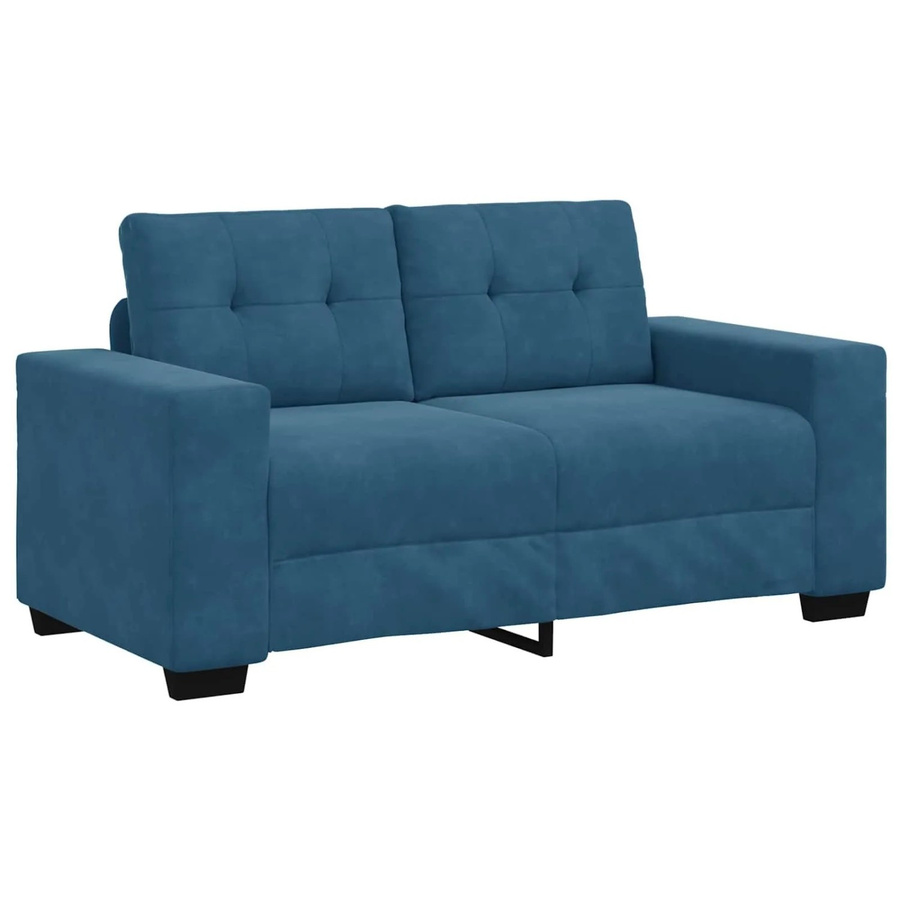 vidaXL Zweisitzer-Sofa aus Samt mit Kissen in Blau, B/T/H: 160 x 77 x 82 cm - Bild 2