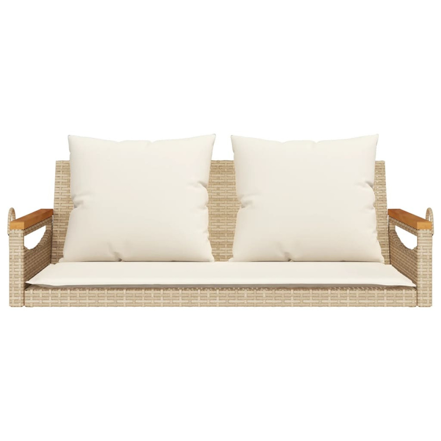 Vidaxl Schaukelbank aus Polyrattan mit Kissen, Beige, B: 109 cm, T: 62 cm, H: 40 cm - Bild 2