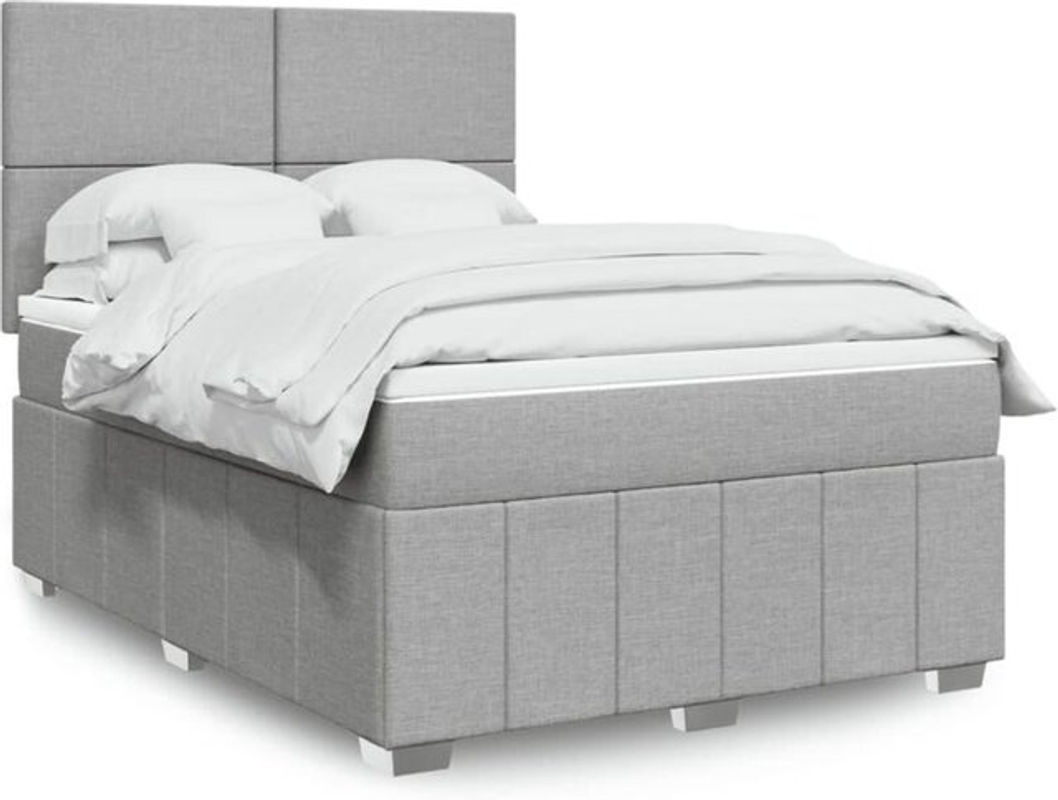 Vidaxl Boxspringbett mit Matratze in Grau aus Stoff und Holzwerkstoff B/T/H: 140 x 190 cm - Bild 1