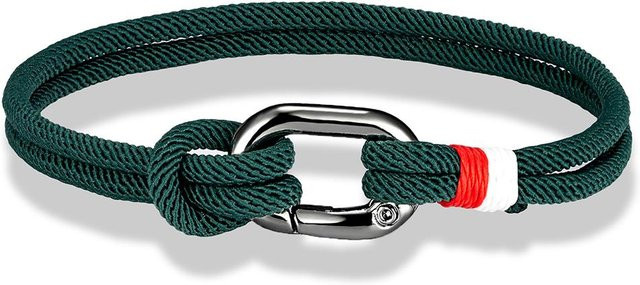 YULIN Armband, handgeflochtenes 3mm Seil, Edelstahl, grün, 23cm, Unisex - Bild 1