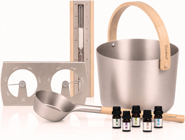 Suleno Sauna Set KJELL 9-teilig aus eloxiertem Aluminium in Beige - Bild 1