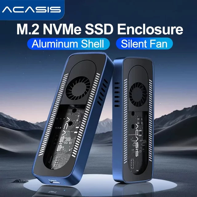 ACASIS M.2 NVMe SSD-Gehäuse mit Kühlventilator und USB-C Anschluss für 2280/60/42/30 SSDs - Bild 1