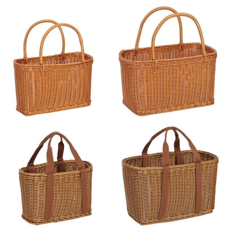 Kesoto Picknickkorb aus Rattan in Braun, Rechteckiger Aufbewahrungskorb im Landhausstil - Bild 2